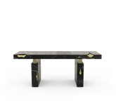 Empire Cracked Brass Inlay Marble Desk