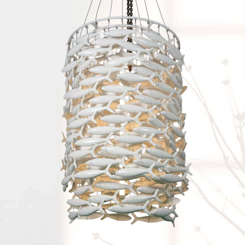 Shoal Oval Shape Porcelain Fish Chandelier