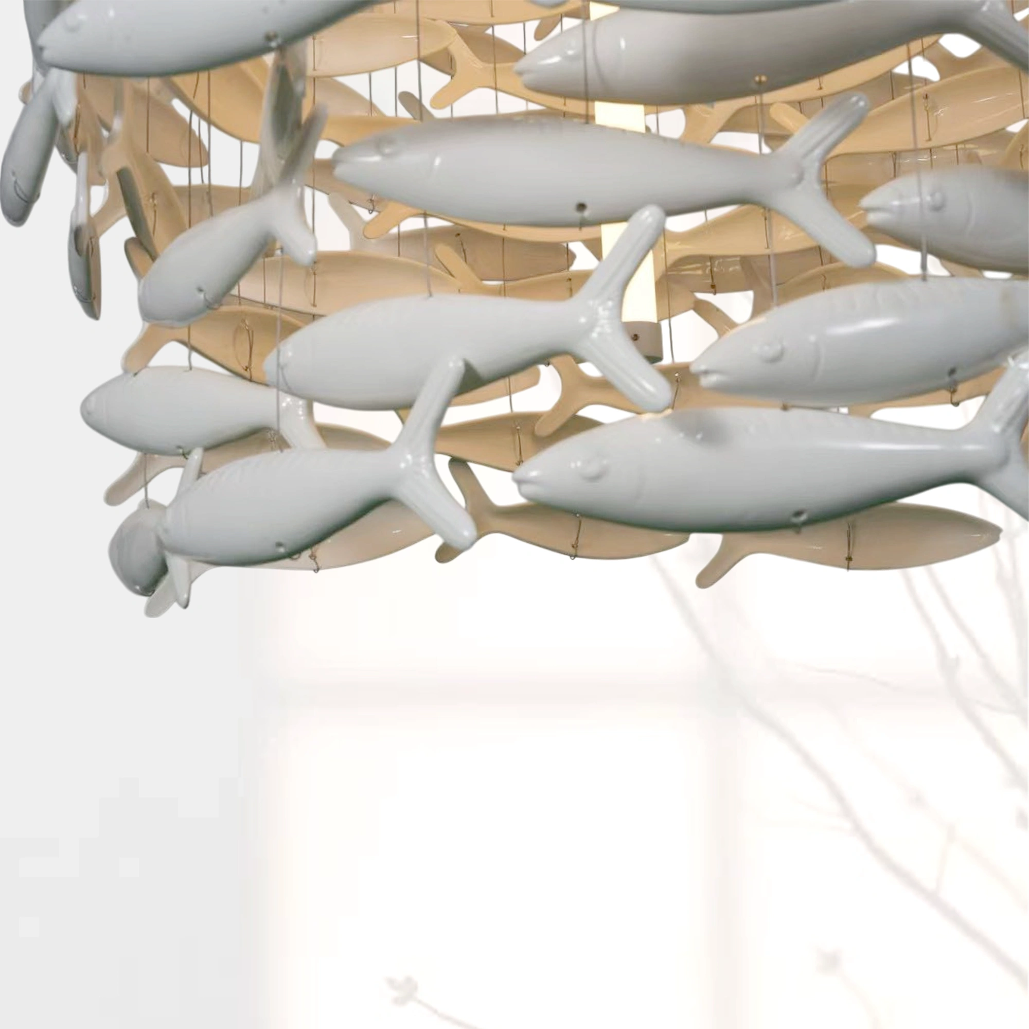 Shoal Oval Shape Porcelain Fish Chandelier
