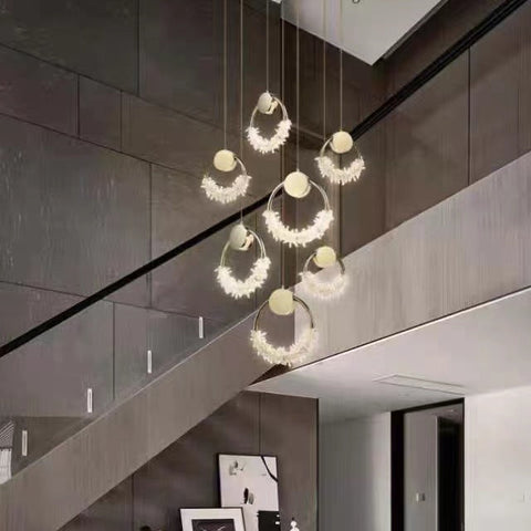 Modern Art Creative Ring Crystal Pendant Light Gold/Chrome Entryway/Bedside Light Fixture