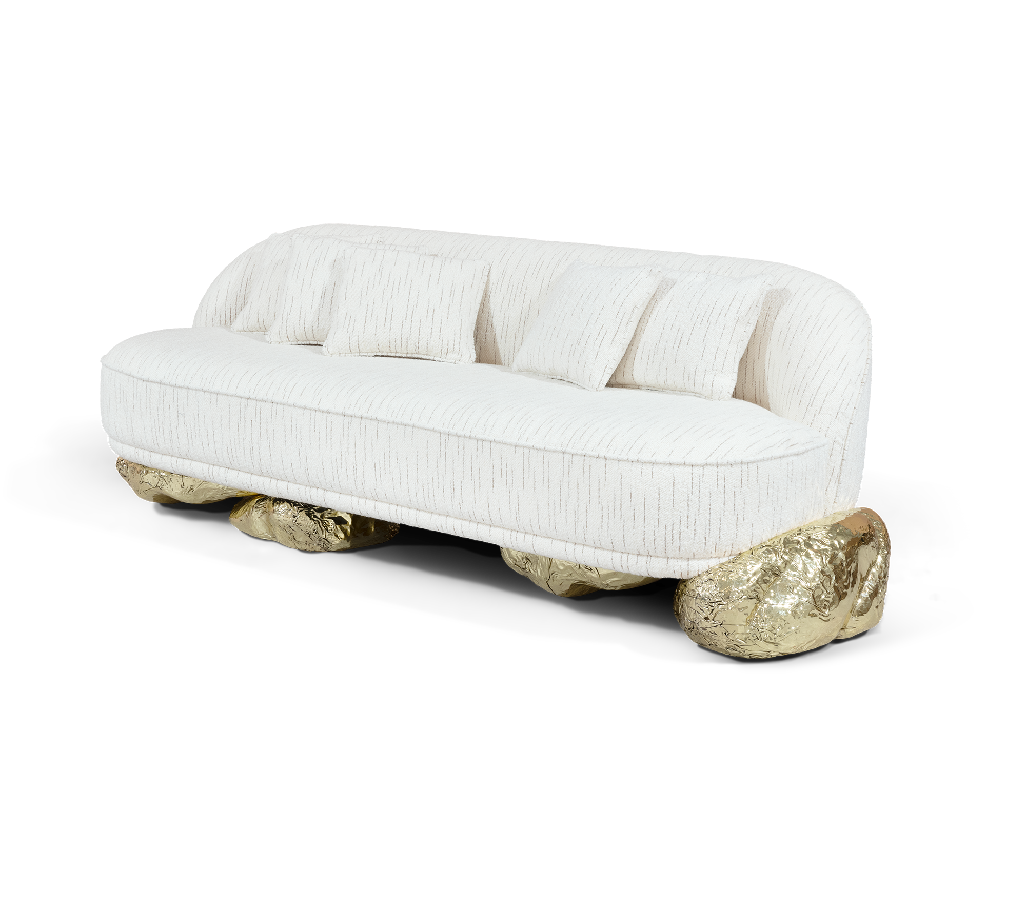 Brass Wood Sculptural Form Sideboard Living Room