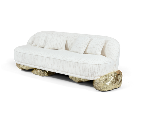 Brass Wood Sculptural Form Sideboard Living Room