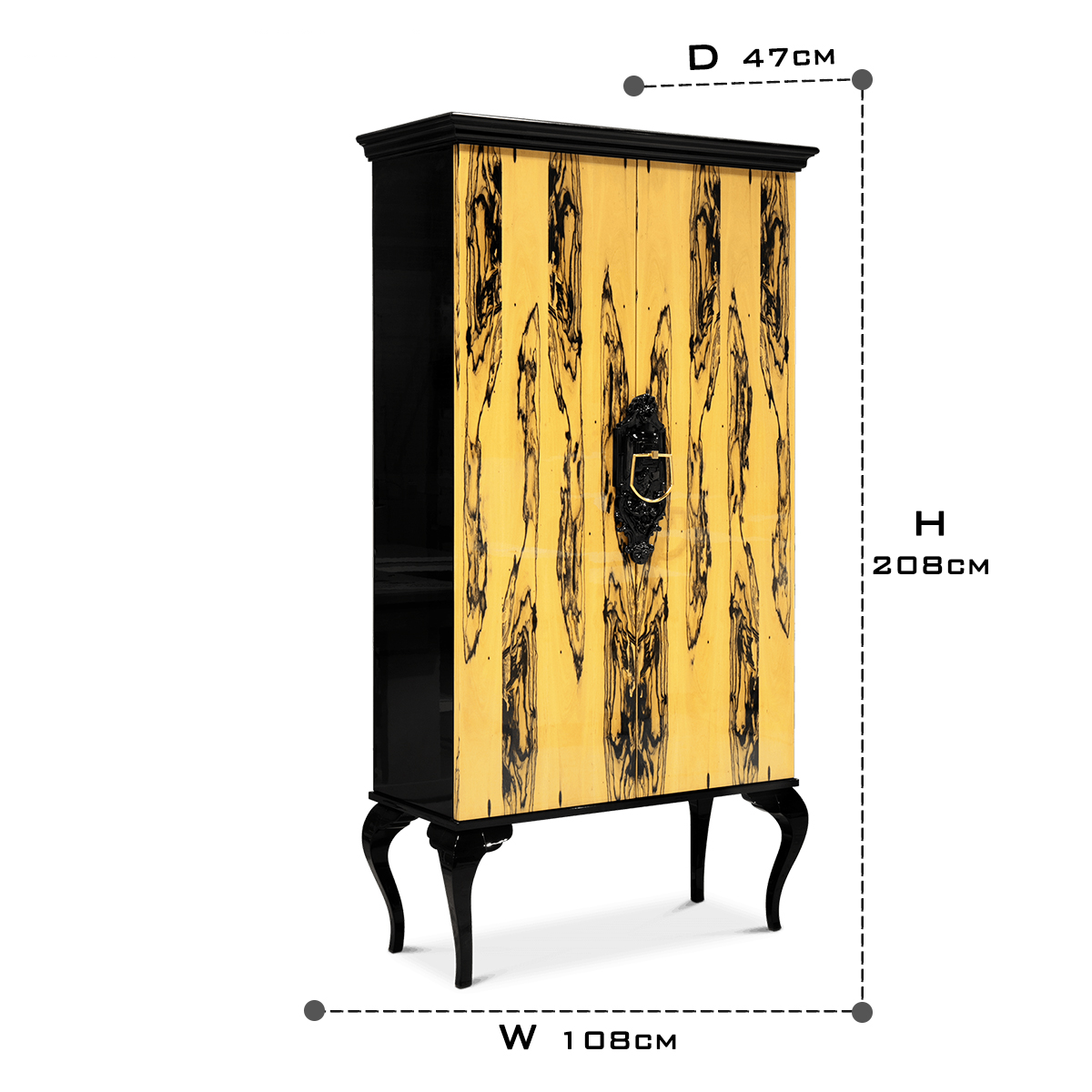 Sculptural Display Cabinet with Glass Shelves and Storage