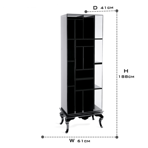 Tall Bookcase with Smoked Glass Shelves and Modern Display