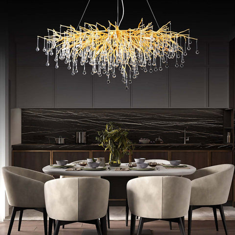 Housegent Modern Crystal Small Raindrop Chandelier