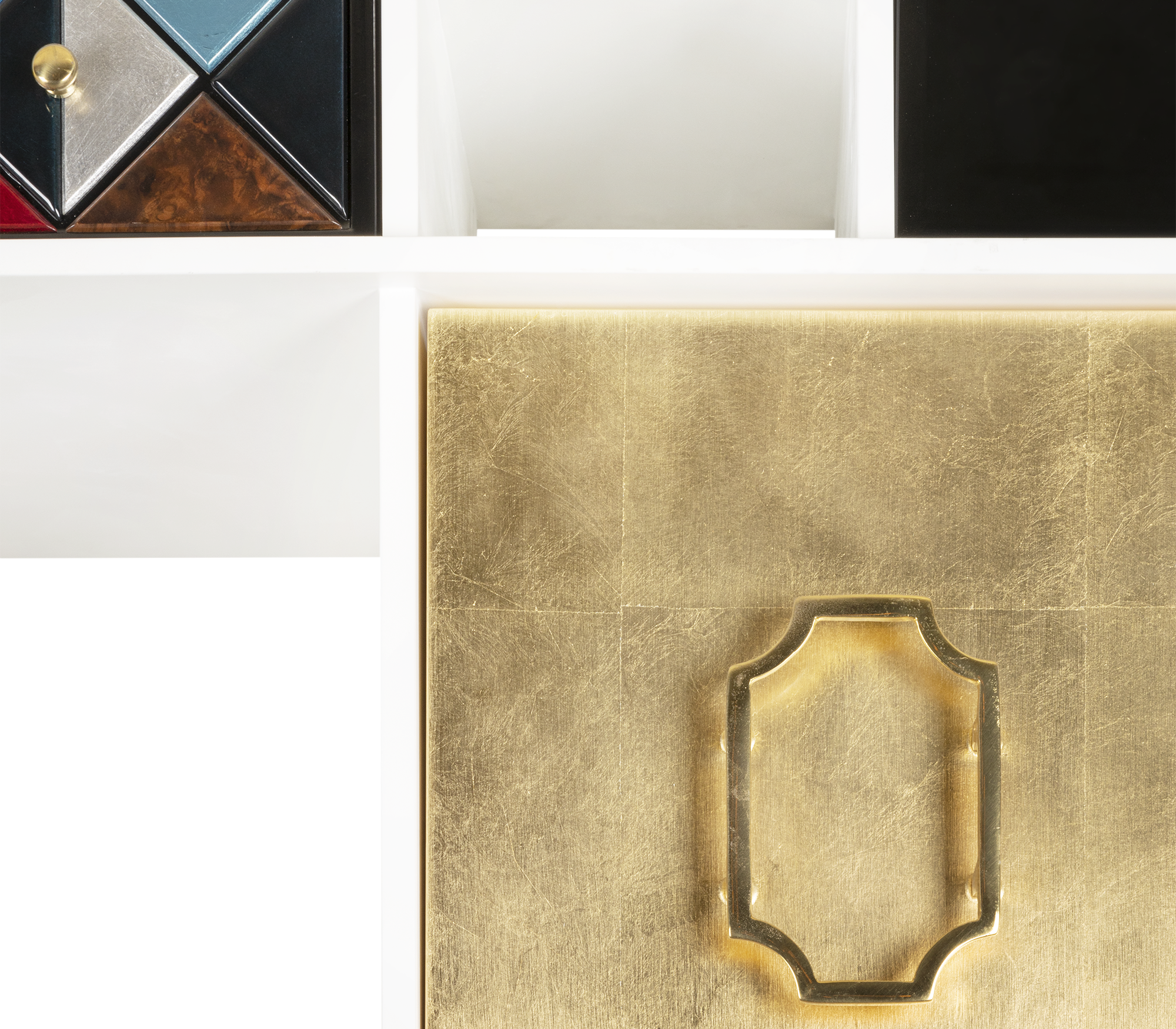 Brass Glass Hidden Storage Display Cabinet