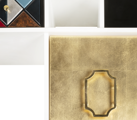 Brass Glass Hidden Storage Display Cabinet