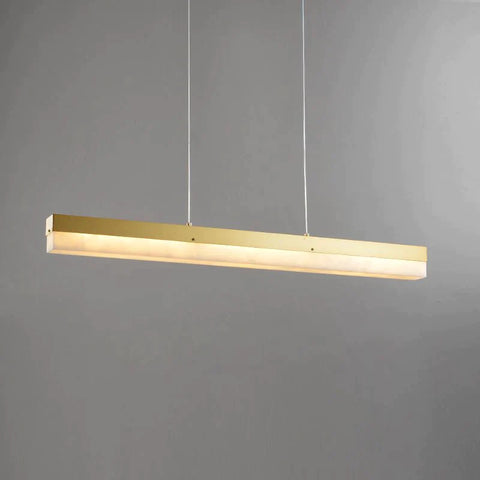 Timea Modern Alabaster Linear Pendant Light Over Kitchen Island, Chandelier Over Dining Table