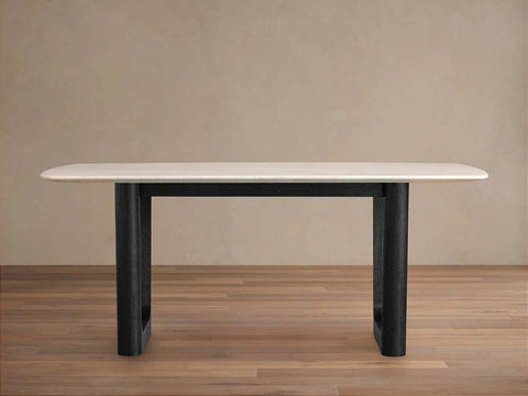 Saint Germain Marble Top Dining Table With Wood Rennes & metal Base