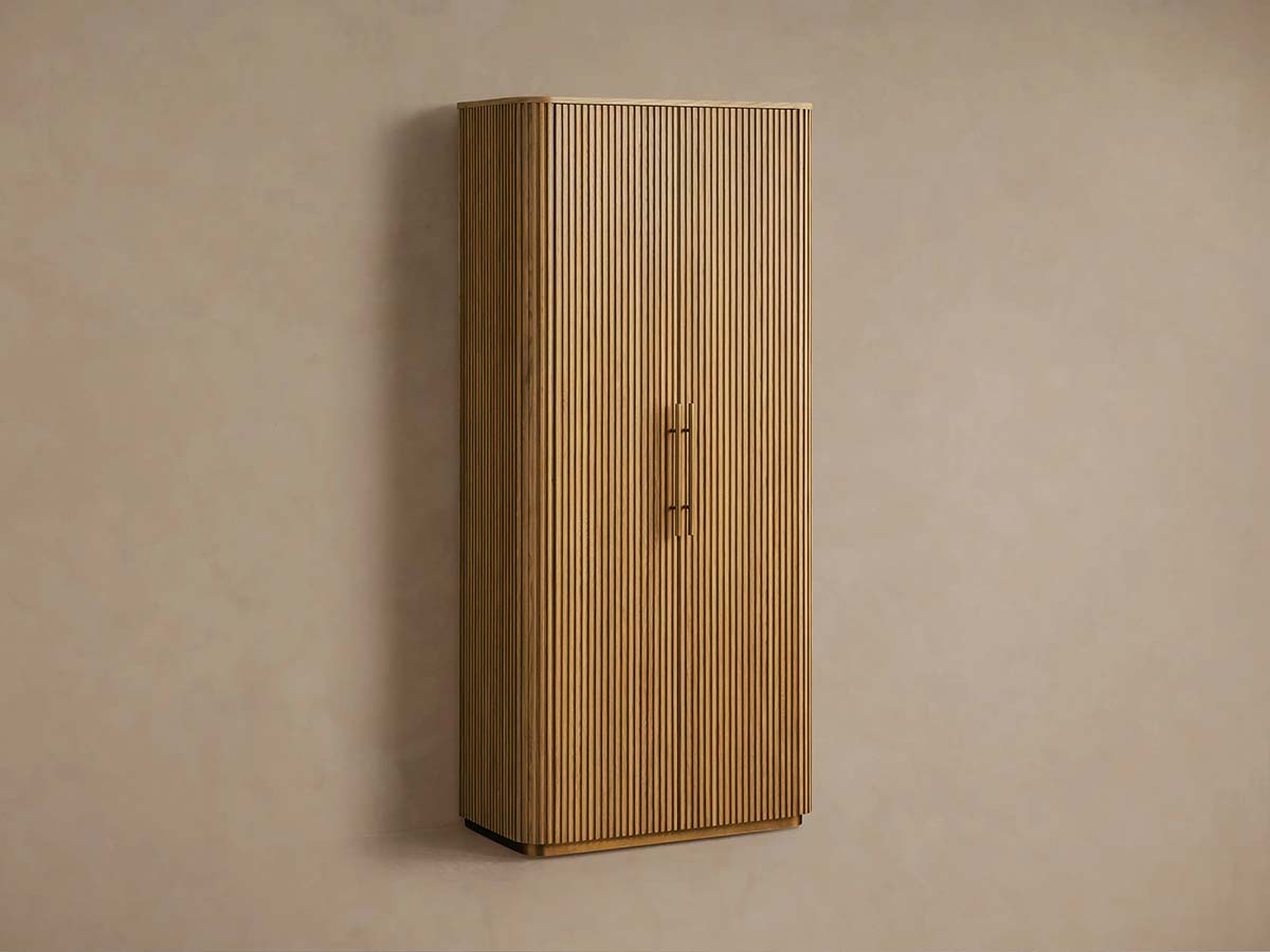 Finnley Minimalist Modern Tall Cabinet with Doors for Living Room Storage