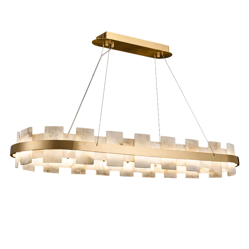 Housegent Anita Modern Oval Alabaster Chandelier For Living Room