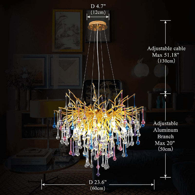 Housegent Modern Crystal Small Raindrop Chandelier