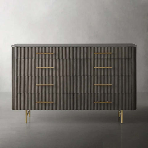 Finnley Wood Eight-Drawer Dresser with Marble or Bluestone Top Rural Chest Of 8 Drawers Cabinet