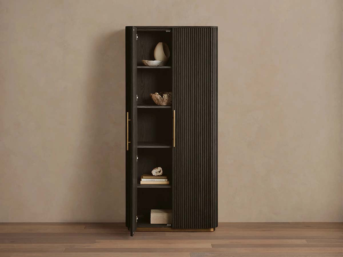 Finnley Minimalist Modern Tall Cabinet with Doors for Living Room Storage