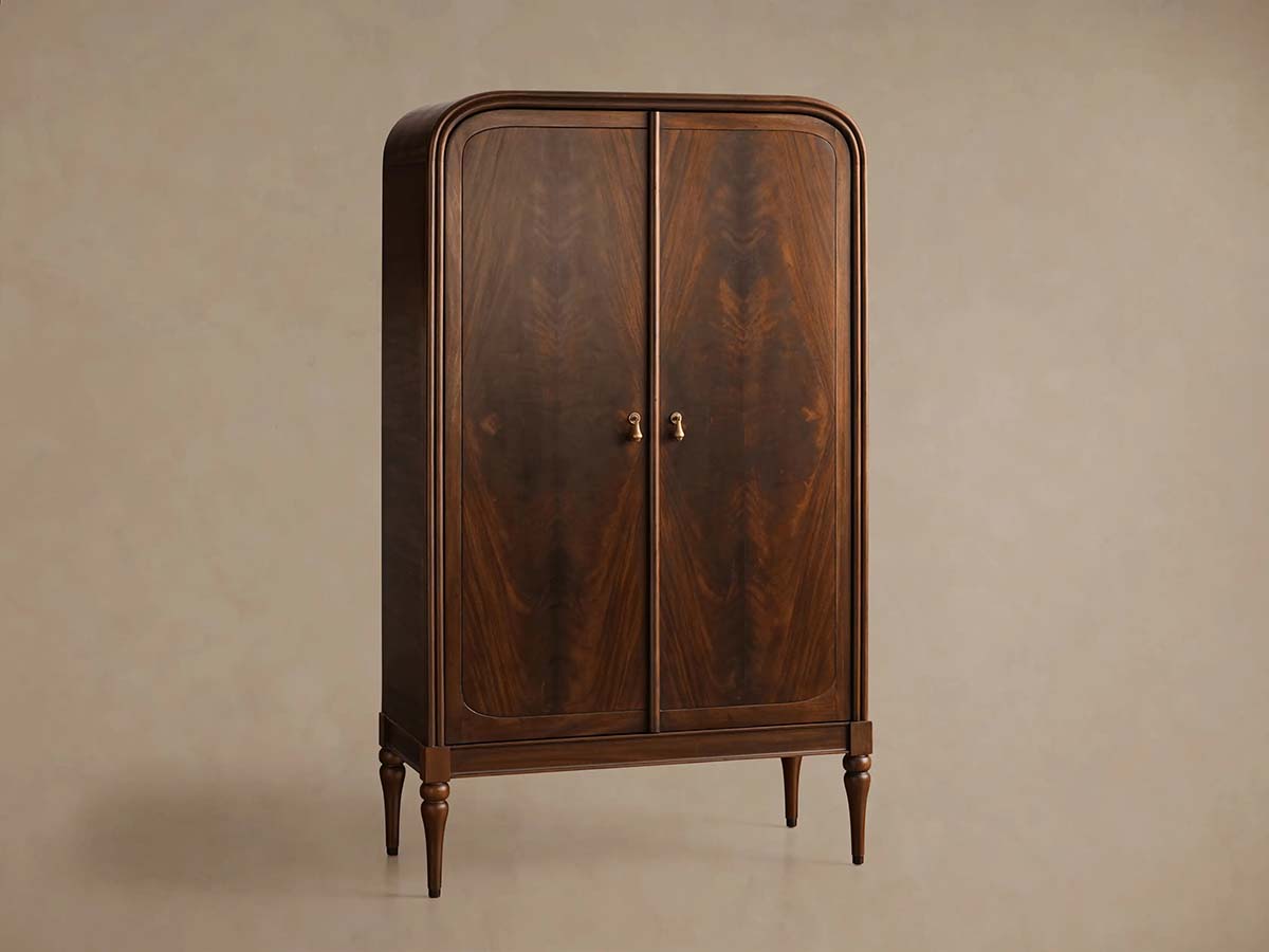 Frances Mahogany Tall Cabinet with Vintage Wood Storage Cabinet