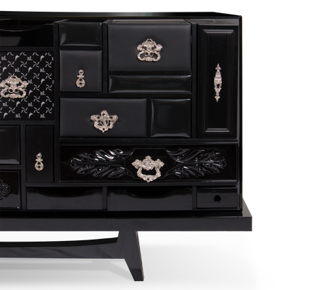 Black Hidden Storage Sculptural Form Sideboard