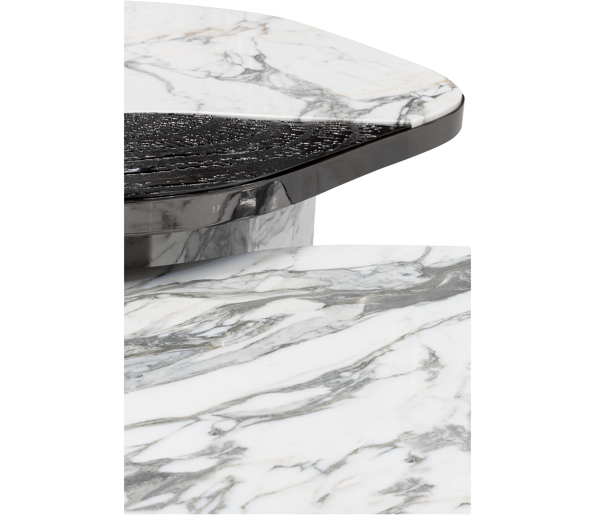 Stone Marble Black Sculptural Form Coffee Table