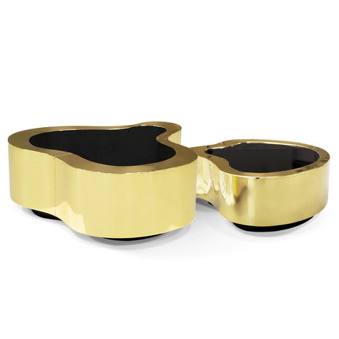 Brass Sculptural Form Coffee Table Living Room