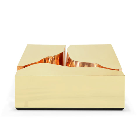 Brass Glass Sculptural Form Coffee Table Living Room
