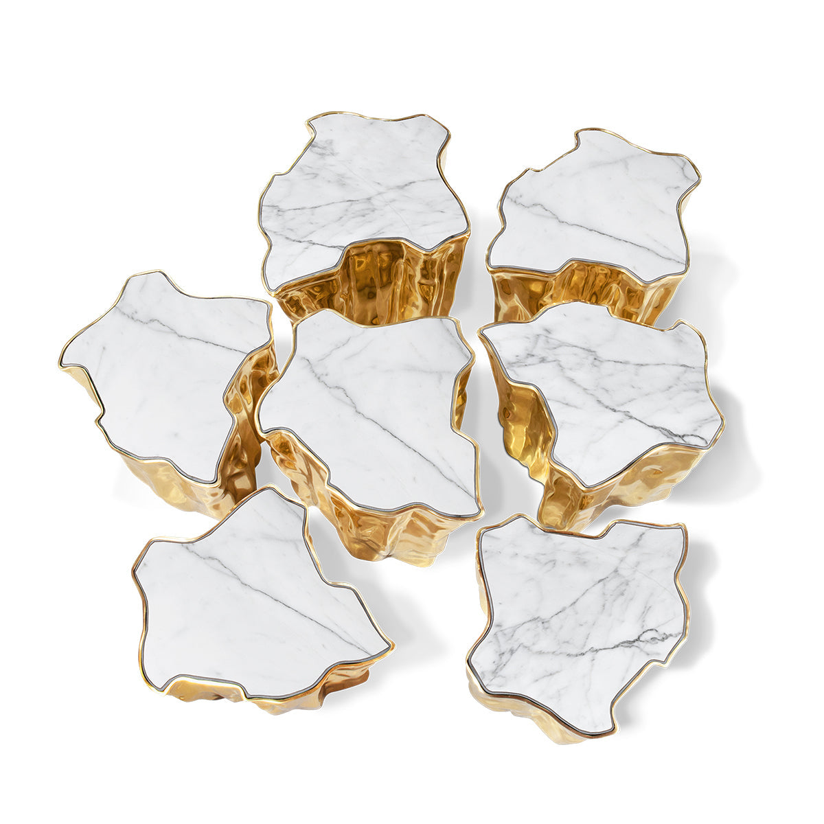 Brass White Sculptural Form Coffee Table
