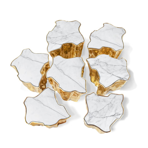 Brass White Sculptural Form Coffee Table