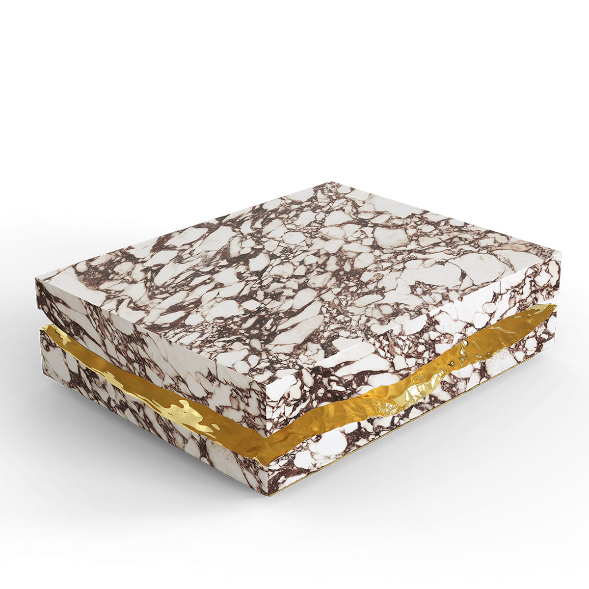 Brass Stone White Sculptural Form Coffee Table