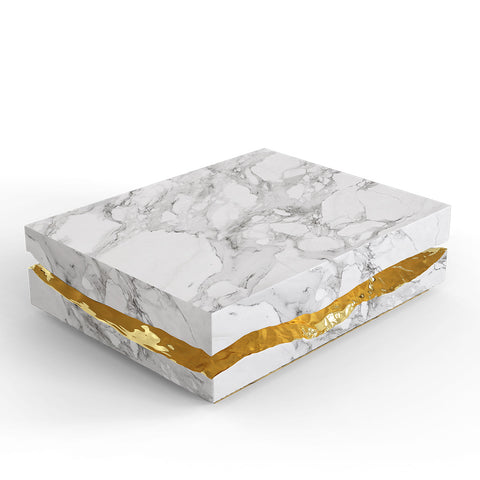Brass Stone White Sculptural Form Coffee Table