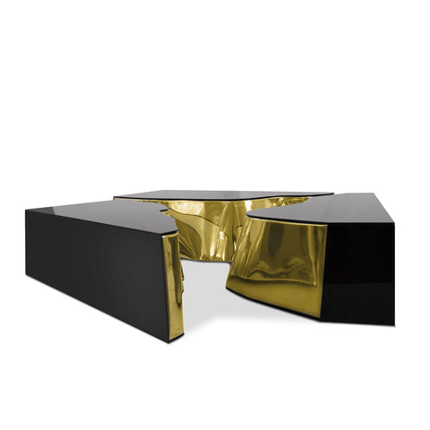 Brass Glass Sculptural Form Coffee Table Living Room
