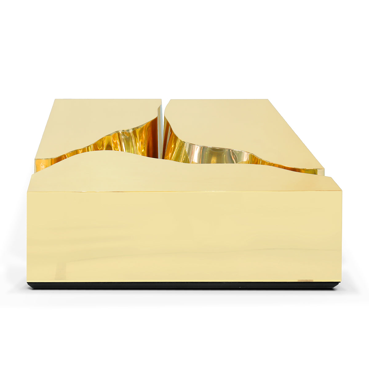 Brass Glass Sculptural Form Coffee Table Living Room