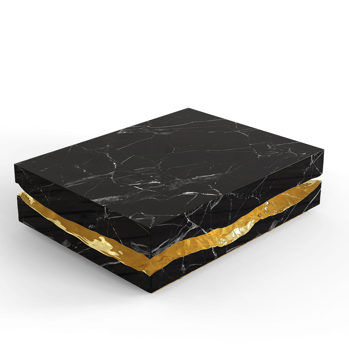 Brass Stone White Sculptural Form Coffee Table