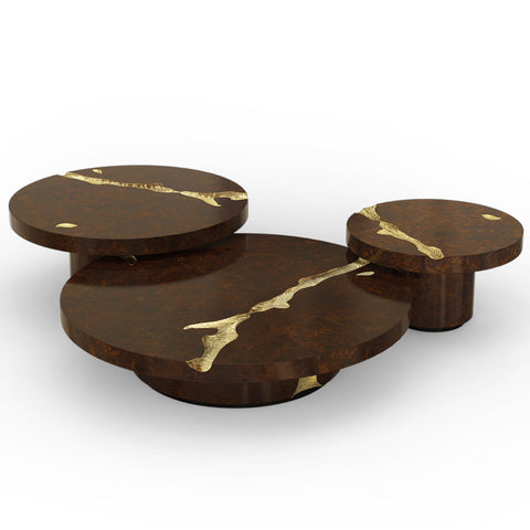 Brass Glass Gold Sculptural Form Coffee Table