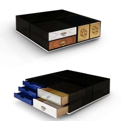 Brass Glass Hidden Storage Coffee Table