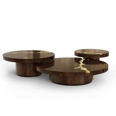 Brass Glass Gold Sculptural Form Coffee Table