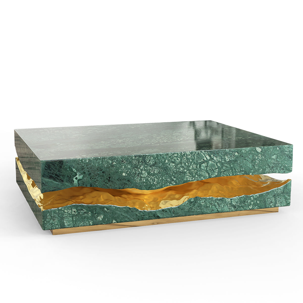 Brass Stone White Sculptural Form Coffee Table