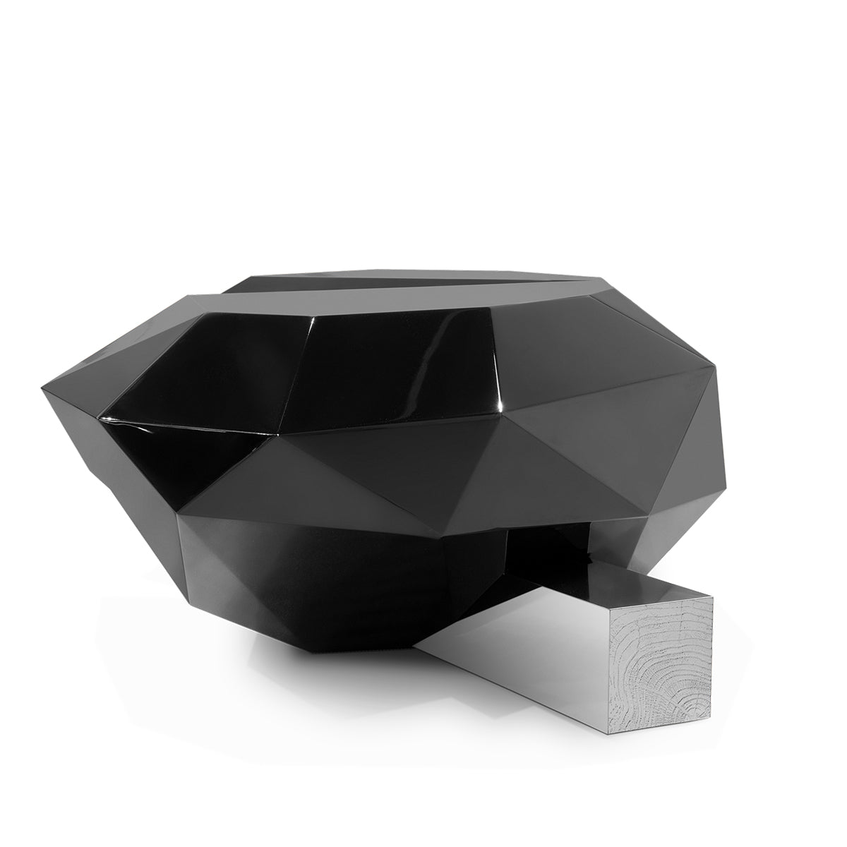 Black Faceted Design Sculptural Form Coffee Table