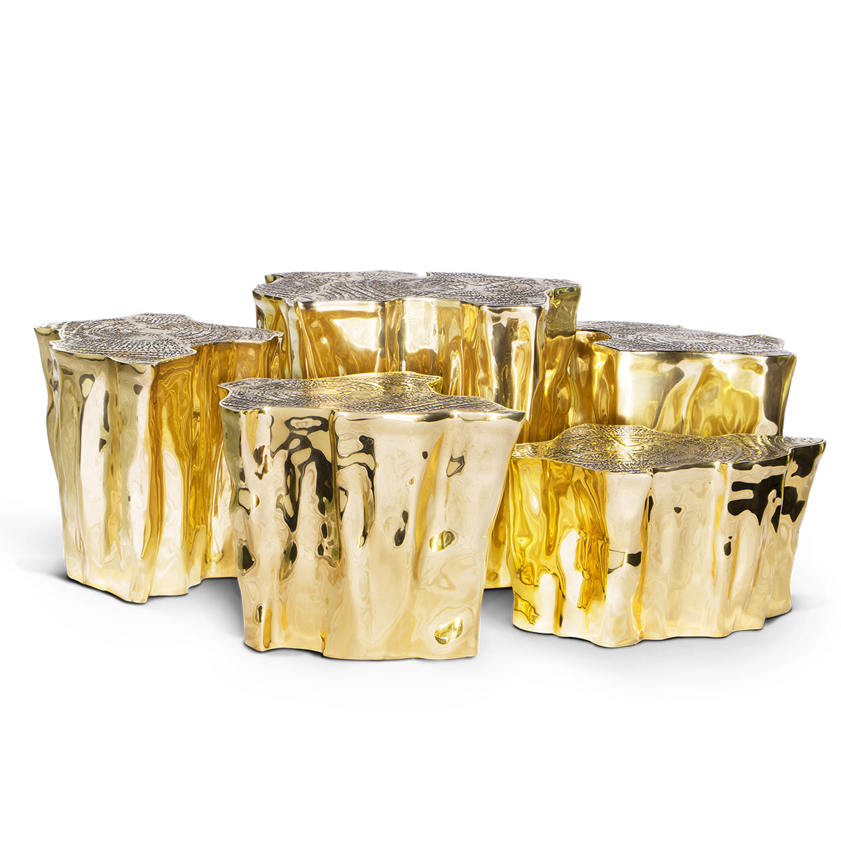 Brass White Sculptural Form Coffee Table