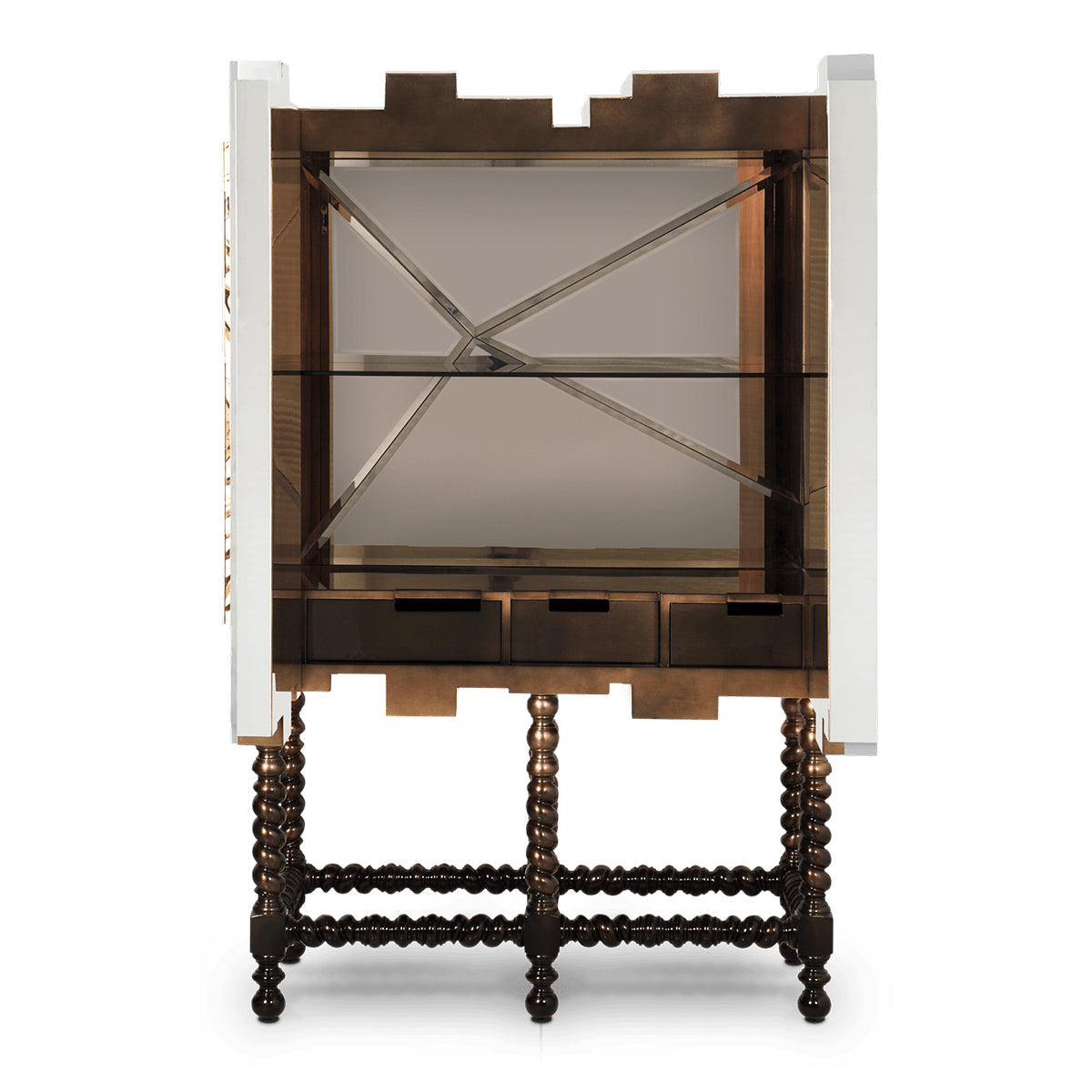 Mahogany Mirrored Cabinet for Living Room