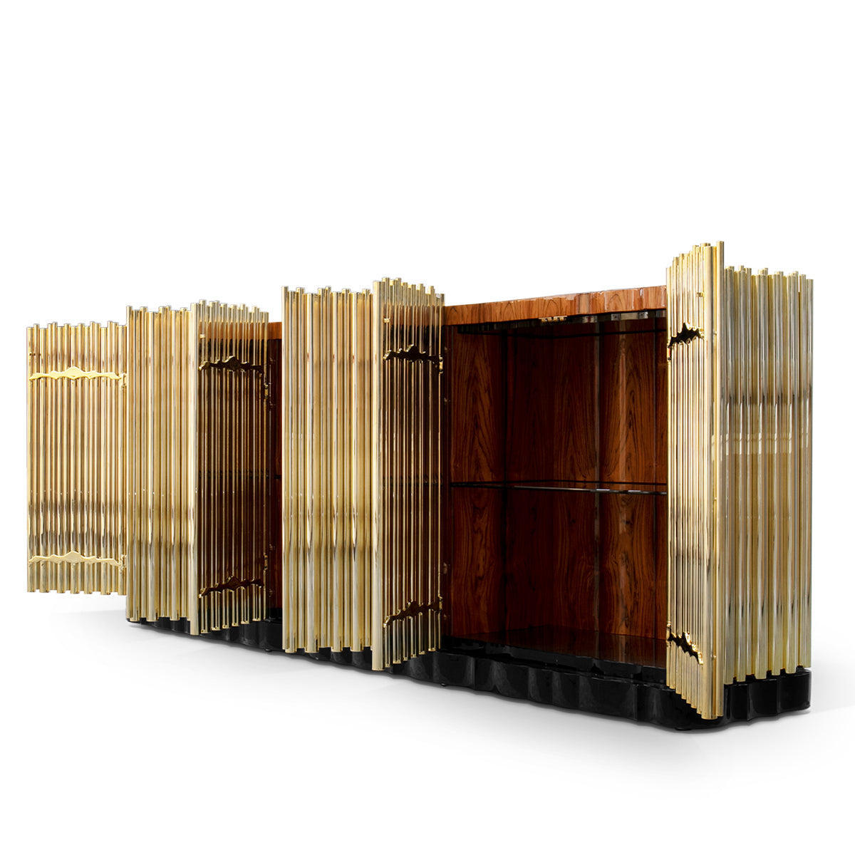 Brass Hidden Storage Sculptural Form Sideboard