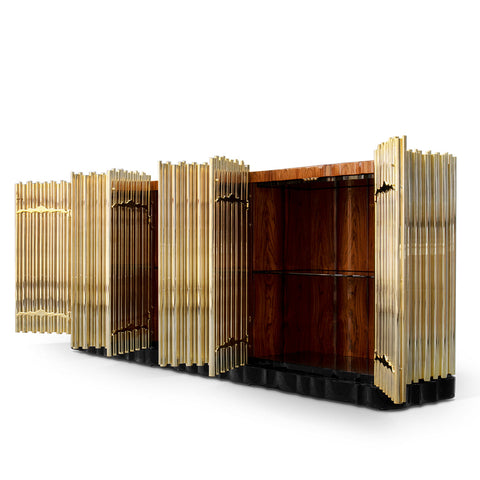 Brass Hidden Storage Sculptural Form Sideboard