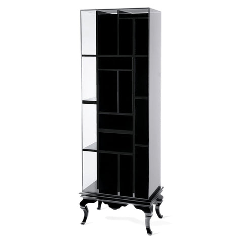 Tall Bookcase with Smoked Glass Shelves and Modern Display