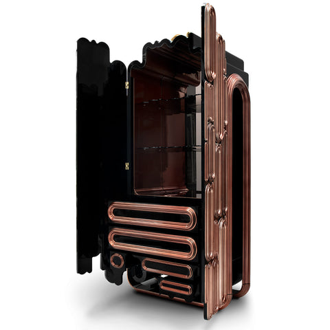 Brass Glass Hidden Storage Bar Cabinet