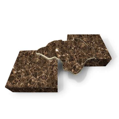 Luxury Sculptural Coffee Table Black & White High-Gloss Marble Finish