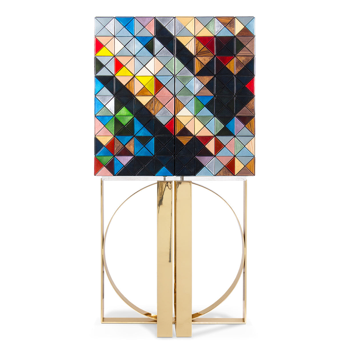 Mirrored Lacquer Black Bar Cabinet