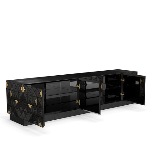 Walnut Brass Black Hidden Storage Cabinet