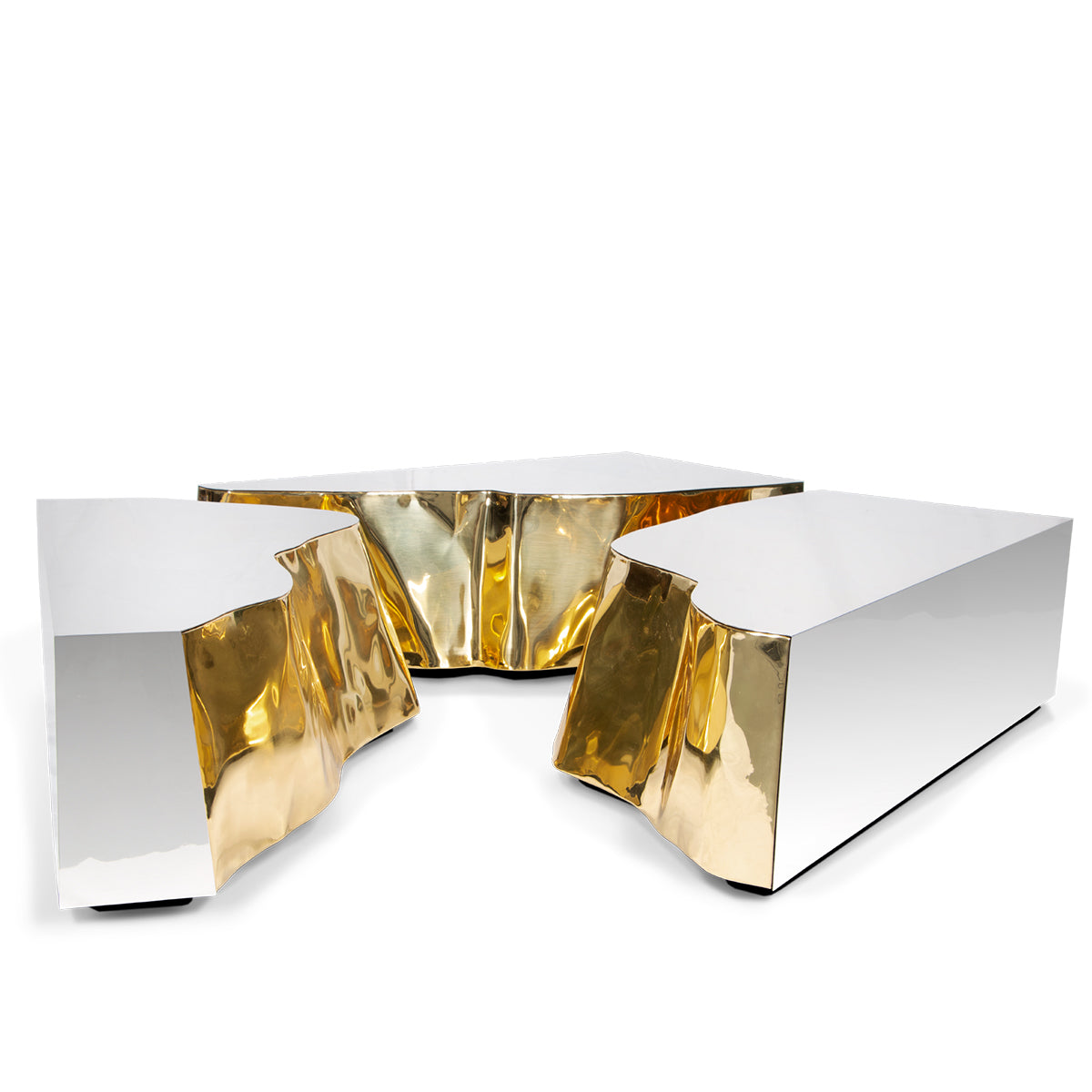 Brass Glass Sculptural Form Coffee Table Living Room