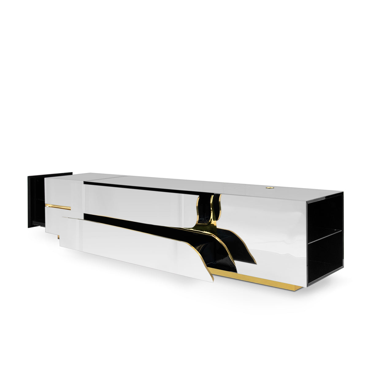 Glass Black Storage Drawers Cabinet