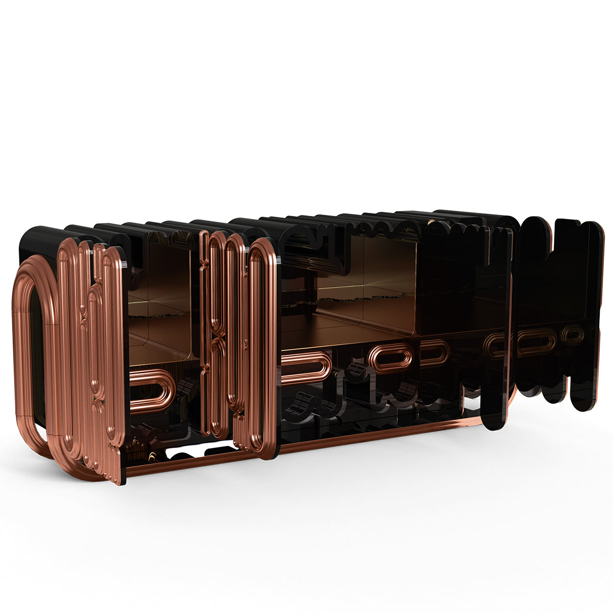 Gold Hidden Storage Sculptural Form Sideboard
