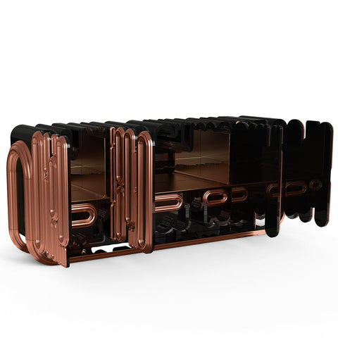 Gold Hidden Storage Sculptural Form Sideboard
