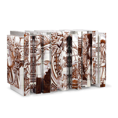 Hand-Painted Tile Sideboard Cabinet