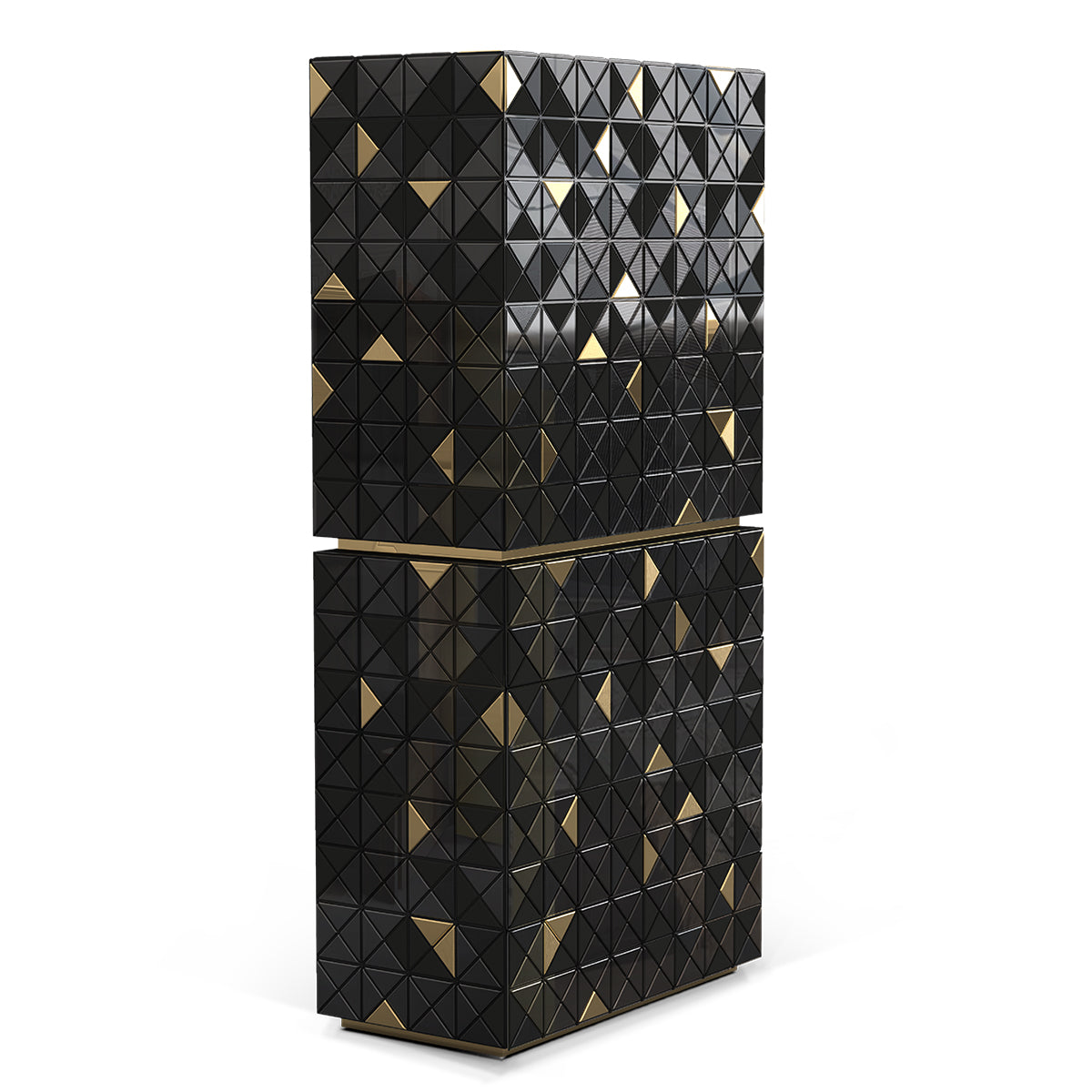 Walnut Brass Hidden Storage Display Cabinet